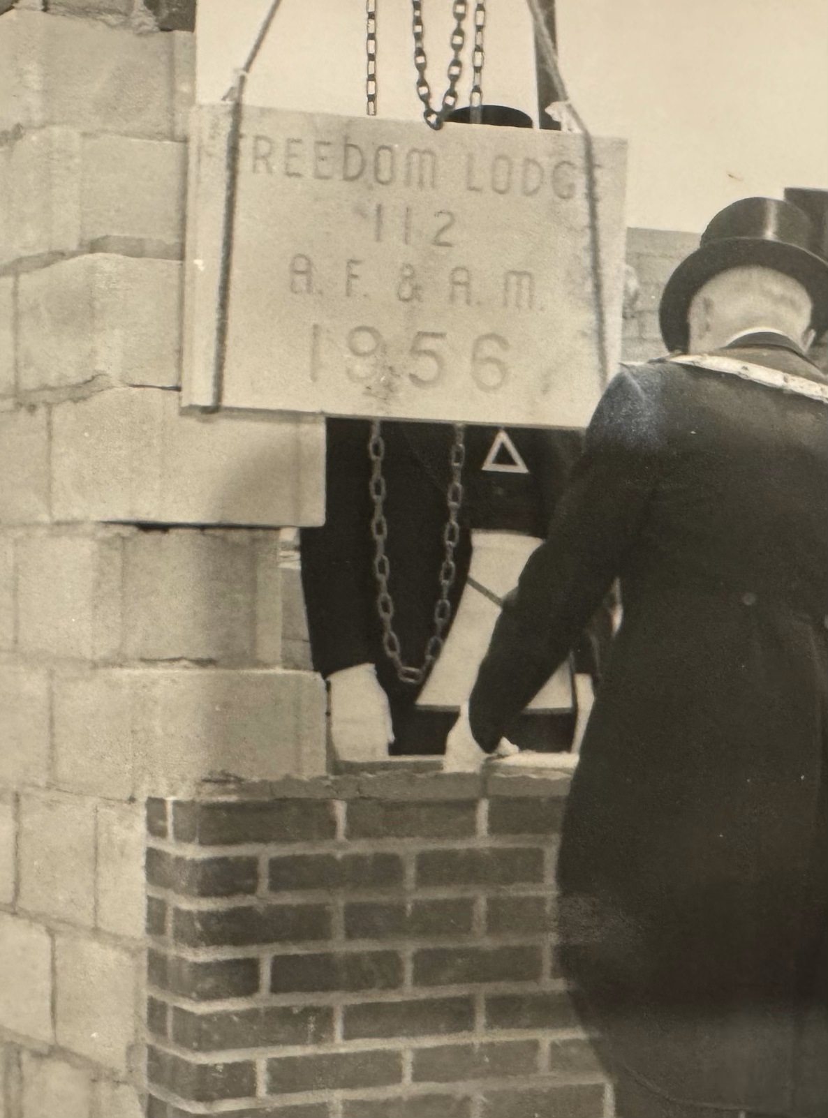 Freedom Lodge cornerstone laying 1956.