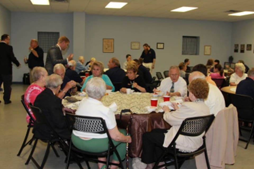 Group of people gathered for a meal.